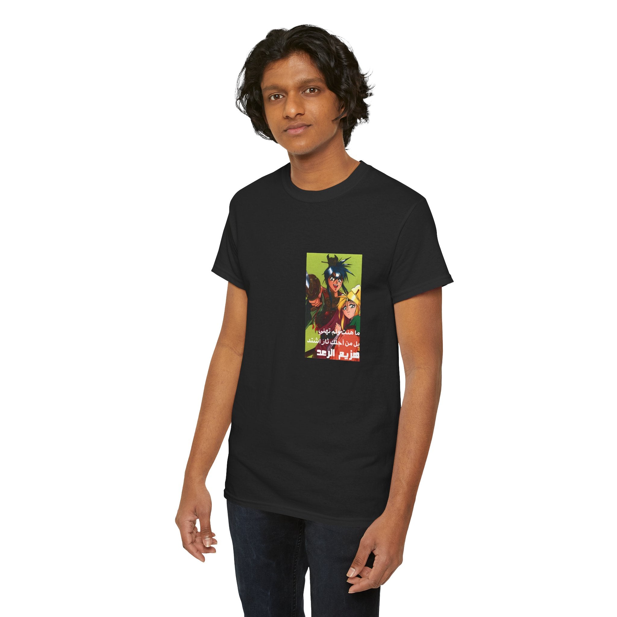 Anime Crew Graphic Tee — Retro Characters with Arabic Script